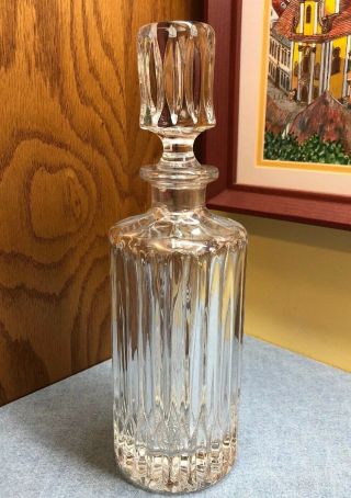 Vintage Stunning Heavy Cut Glass Crystal Liquor Decanter 11 " Tall