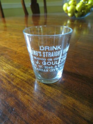 Etched Pre Pro Shot Glass Goulding Straight Whiskey Kansas City Mo State Line
