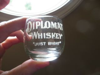 Etched Pre Pro Shot Glass Diplomat Whiskey Just Right Kansas City Mo Glasner & B