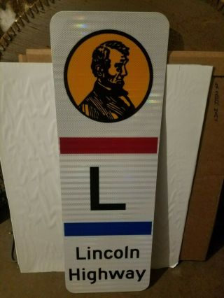 Lincoln Highway Reflective Street Sign Gas Oil Road Art Vintage 1990s Nos Penny