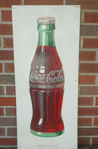 Vintage Coca Cola Hobbleskirt Bottle Tin 1948 Sign 32 X 14 " Coke Soda