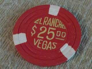 El Rancho Hotel Casino $25 Hotel Casino Gaming Chip Las Vegas,  Nv