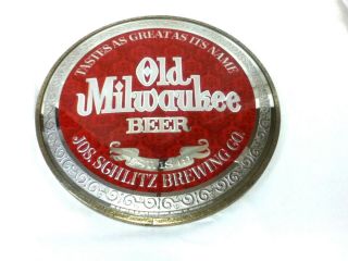 Old Milwaukee Beer Sign Mirror Bubble Reverse Glass Style Metal Frame 1971 Mo2