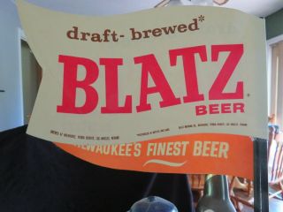 1950 ' s Blatz Beer Baseball SAFE AT HOME Backbar Display with Flags Sign Nr 10