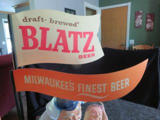 1950 ' s Blatz Beer Baseball SAFE AT HOME Backbar Display with Flags Sign Nr 5