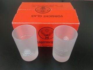 Jagermeister Set Of 6 Frosted Glass Shot Glasses.