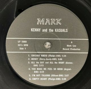 KENNY AND THE KASUALS Impact VINYL RECORD Kenney LIVE AT THE STUDIO Mark Mono 3