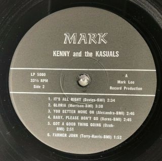 KENNY AND THE KASUALS Impact VINYL RECORD Kenney LIVE AT THE STUDIO Mark Mono 4