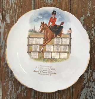 Antique Grocery Store Woman Equestrian Horse 1911 Calendar Plate