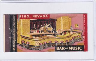 Bar Of Music Nite - Club Center St.  (1946) Matchcover Reno Nevada