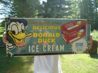 Large Outdoor Delicious Duck Ice Cream Porcelain Enamel Gas Pump Sign