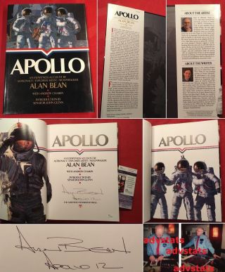 Authentic Autograph Alan Bean Signed 1998 Coffeetable Book Apollo,  Proof,  Jsa