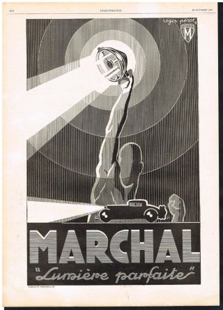 Marchal Car Lamps Ad Art Deco Decorative 1927 Vintage Print Ad Retro