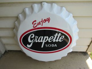 Grapette Soda Tin Bottle Cap Sign 27 " Stout Marketing