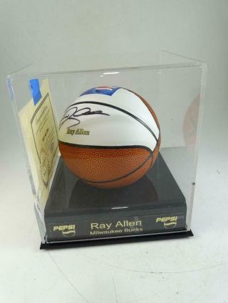 Vintage Pepsi Cola Ray Allen Signed Mini Basketball Ball Genesco Sports Promo