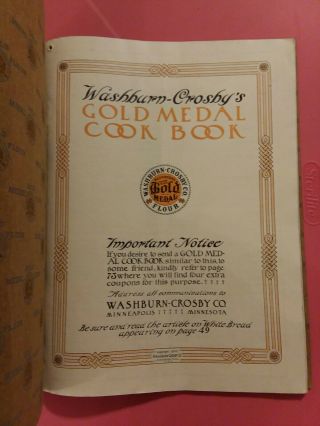 Antique (1910) Gold Medal Flour Cook Book,  Washburn - Crosby Co.  Illustrated 3