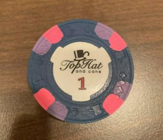 5 X $1 Paulson Poker Chips WTHC World Top Hat And Cane 3