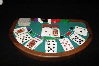 Horseshoe Casino Minature Black Jack Table With Table,  Cards,  And Chips.  Preowne