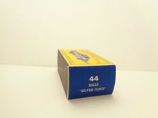 orig.  box - 1958 MOKO Lesney Matchbox No.  44 ' ROLLS - ROYCE SILVER CLOUD ' - - see photos 8
