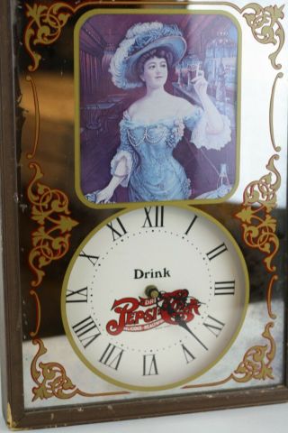 Vintage Pepsi - Cola Advertising Mirrored Wall Clock Victorian Woman Style Mirror 2