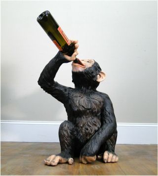 Drinking Monkey Statue Drunk Butler Wine Bottles Beer Ape Sculpture Biscaretti