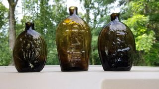 Three Top Shelf Flask Pontiled