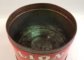 Vintage Advertising Lion ' s Coffee Tin No Lid 783 - W 5