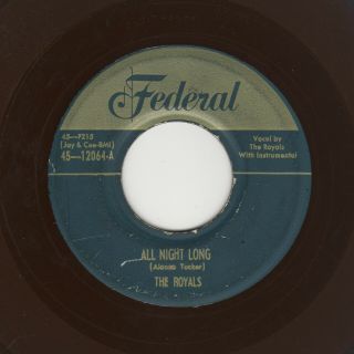 ' 52 R&B/DooWop ROYALS Every Beat Of My Heart/All Night Long FEDERAL BLUE VINYL 2