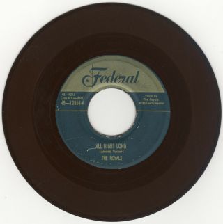 ' 52 R&B/DooWop ROYALS Every Beat Of My Heart/All Night Long FEDERAL BLUE VINYL 4