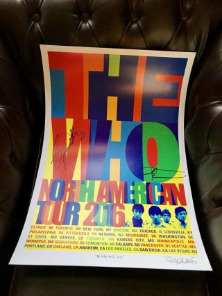The Who 2016 Tour Poster Lithograph Signed / Autographed By Band / Poster Artist