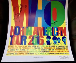 THE WHO 2016 TOUR POSTER LITHOGRAPH SIGNED / AUTOGRAPHED BY BAND / POSTER ARTIST 5