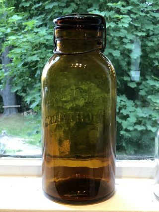 HWP Base Trademark Lightning Amber Half Gallon Fruit Jar 4