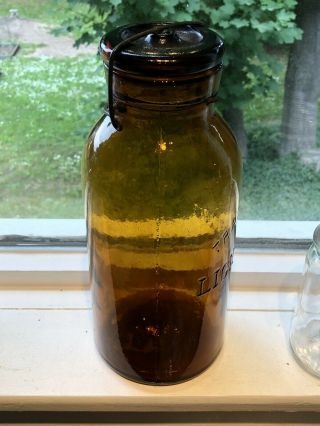 HWP Base Trademark Lightning Amber Half Gallon Fruit Jar 5