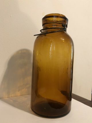 HWP Base Trademark Lightning Amber Half Gallon Fruit Jar 7