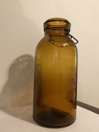 HWP Base Trademark Lightning Amber Half Gallon Fruit Jar 8