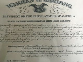 Warren G.  Harding - CIVIL APPOINTMENT SIGNED 01/20/1923 2