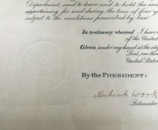 Warren G.  Harding - CIVIL APPOINTMENT SIGNED 01/20/1923 5
