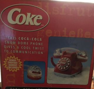 Coca - Cola Collectible Snow Dome Red Telephone Push Button Never Out Of Box
