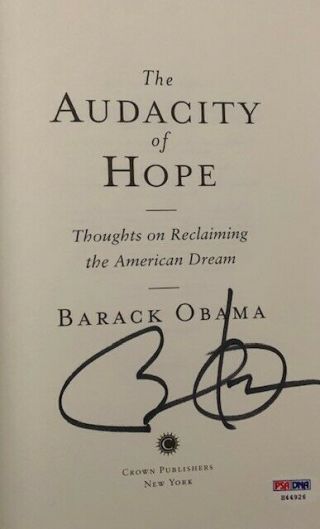 Barack Obama Autographed The Audacity Of Hope Hc Book Psa Dna H44926