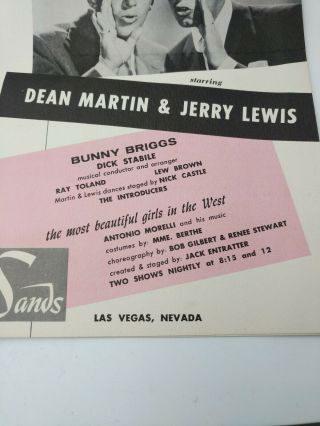 Sands Hotel Casino Brochure Las Vegas Dean Martin & Jerry Lewis 3