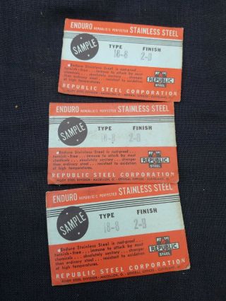 Republic Steel Corporation Stainless Sample (3) Vintage Advertisement