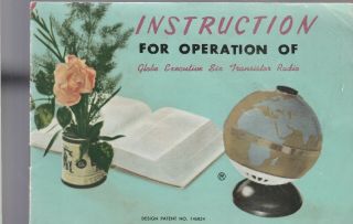 Globe Executive Six Transistor Radio Vintage Instructions Brochure (1950 