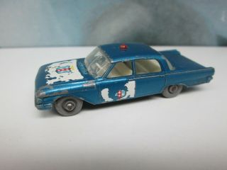 Matchbox/ Lesney 55b Ford Fairlane Police Car Metallic Blue Grey Plastic Wheels