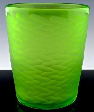 FABULOUS MID CENTURY MODERN GREEN SATIN GLASS CHROME COCKTAIL SHAKER ICE BUCKET 7