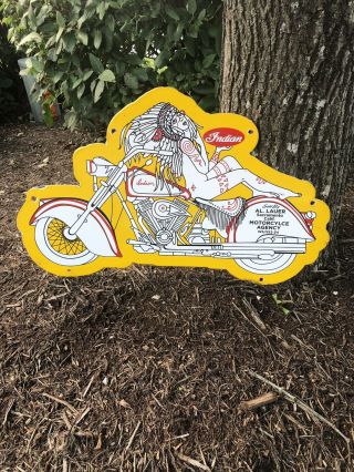 Big Indian Motorcycles Double Sided Porcelain Sign Nude Princess Marked “ss2 - 54”