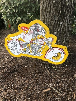 BIG INDIAN MOTORCYCLES DOUBLE SIDED PORCELAIN SIGN NUDE PRINCESS Marked “Ss2 - 54” 2