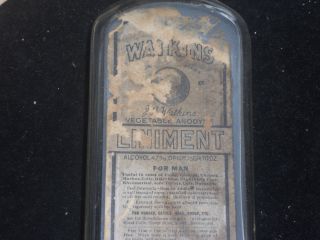 Vintage 1890 WATKINS LINIMENT w/ OPIUM Medicine Bottle For MAN or BEAST 2