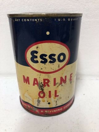 Vintage Esso Oil & Gas Marine Oil Motor Oil Quart Can Full