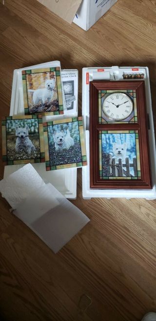 Danbury - Pembroke Westie West Highland Terrier Stained Glass Clock