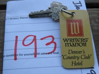 Vintage Hotel Motel Room Key (writers Manor Country Club Hotel) Denver,  Colorado